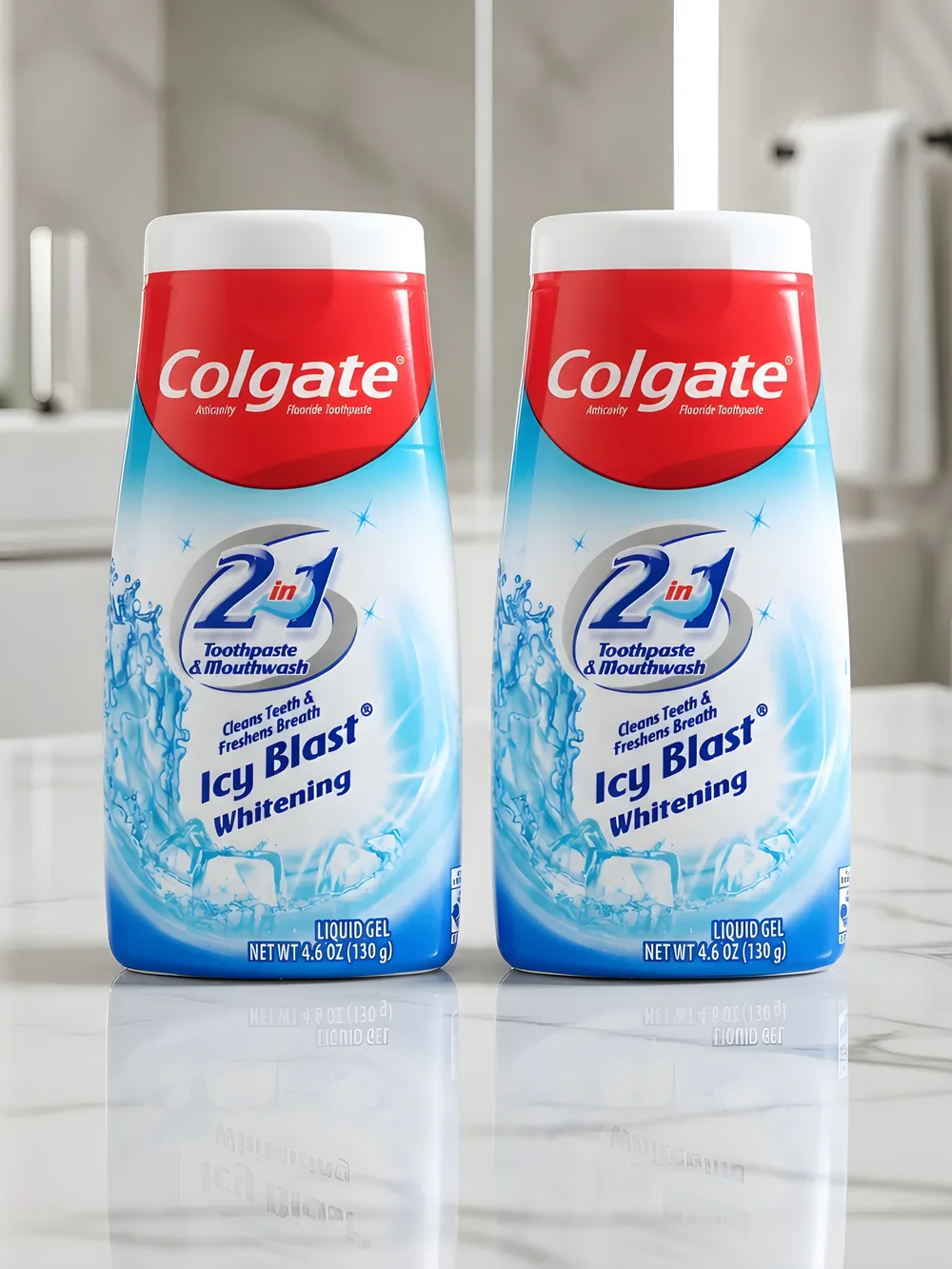 Colgate 2in1 Toothpaste Mouthwash Whitening Liquid Gel 4.6oz Two Pack